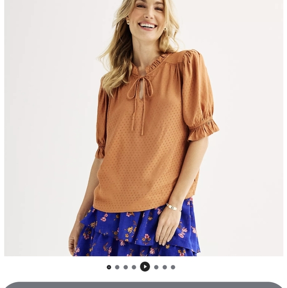 Draper James RSVP  Tie Neck Dot Jacquard Blouse Size L - Picture 4 of 12